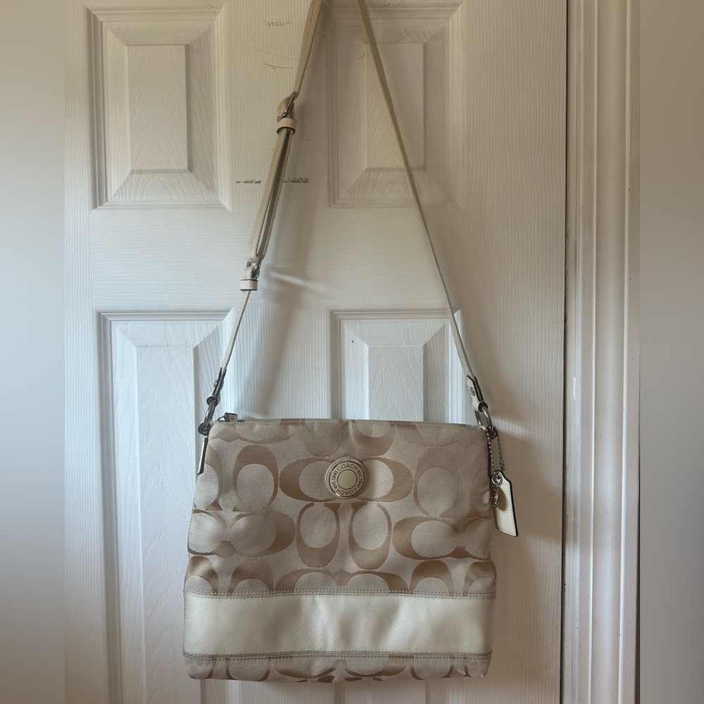 Coach Tan and Cream Shoulder Bag